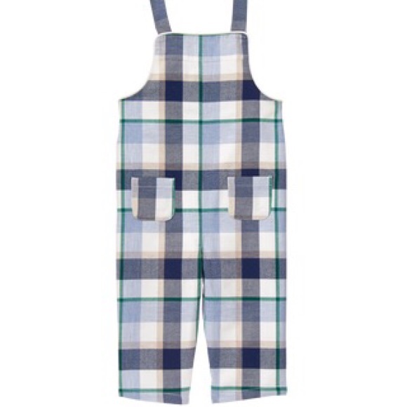Janie and Jack plaid overalls romper 3 - 6 months - Picture 2 of 8
